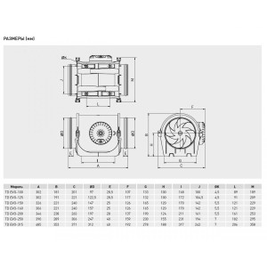 Вытяжной вентилятор Soler&Palau TD EVO-315 - размеры