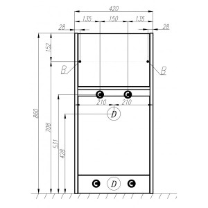 Тумба под умывальник Акватон Лондри 40 1A236001LH010 схема