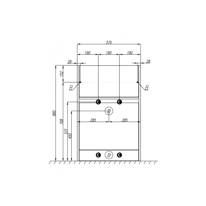 Тумба под умывальник Акватон Лондри 60 1A235901LH010 схема