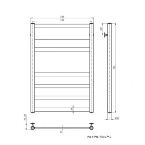 Полотенцесушитель Stinox Maxima 500x800 НП (1/2") схема