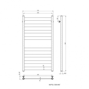 Полотенцесушитель Stinox Napoli 500x1000 НП (1/2") размеры