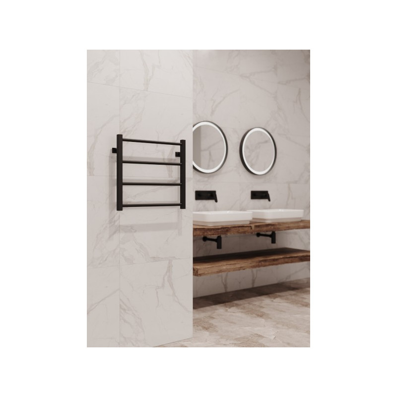 Полотенцесушитель Stinox Classic 500x500 НП (1/2") черный на стене