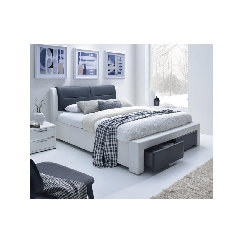 Кровать Halmar Cassandra S 160x200 белый/черный