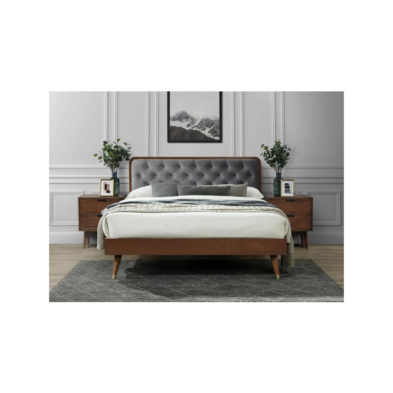 Кровать двуспальная Halmar Cassidy 160x200 серый/орех спереди