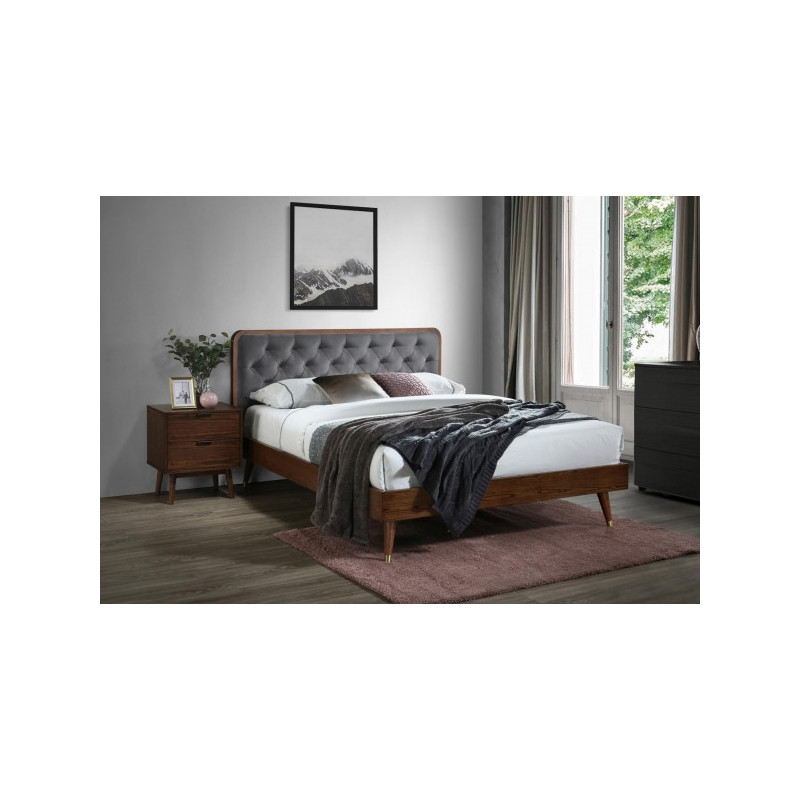 Кровать двуспальная Halmar Cassidy 160x200 серый/орех