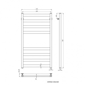 Полотенцесушитель Stinox Verona 500x1000 НП (1/2") размеры