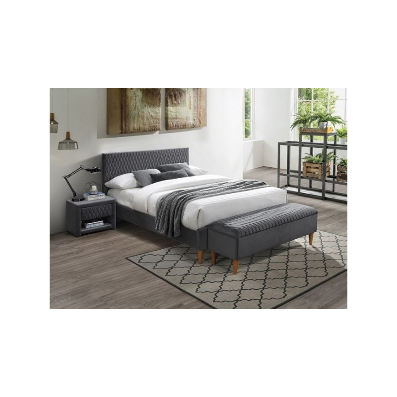Кровать Signal Azurro Velvet 180x200 серый/дуб