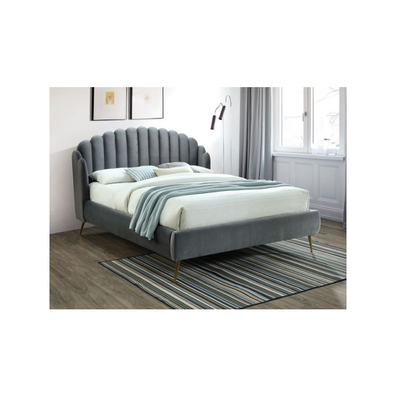 Кровать двуспальная Signal Calabria Velvet 160x200 серый