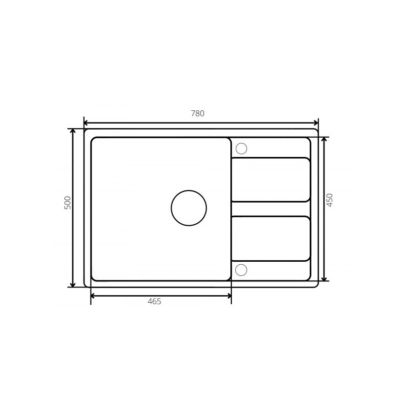 Чертёж мойки ZorG Apollo 78 слоновая кость