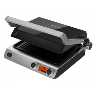 Электрогриль Maunfeld MF-1311B приоткрытый вид сбоку