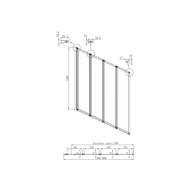 Душевая шторка Ambassador Bath Screens 16041110L схема