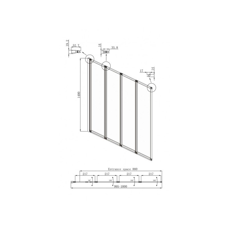 Душевая шторка Ambassador Bath Screens 16041111L схема