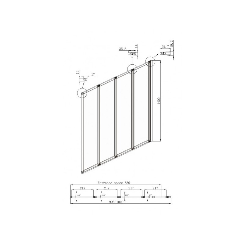 Душевая шторка Ambassador Bath Screens 16041111R схема