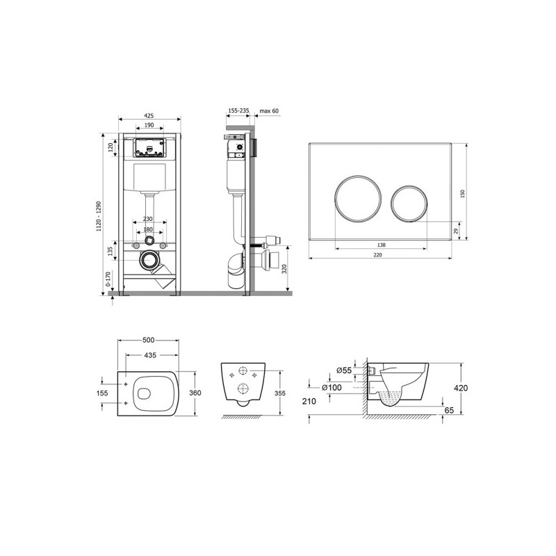 Инсталляция c унитазом Laviniа Boho Relfix Aveo Rimless 77040131 схема