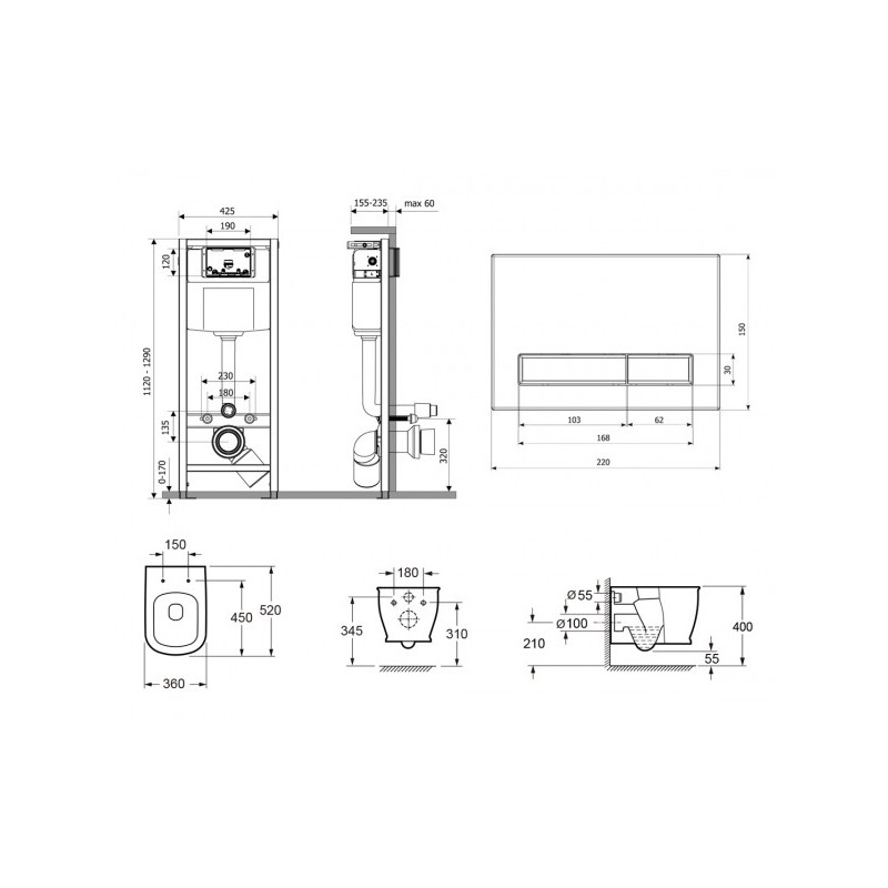 Инсталляция c унитазом Laviniа Boho Relfix Bell Pro Rimless 75110006 схема
