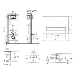 Инсталляция c унитазом Laviniа Boho Relfix Bell Pro Rimless 75110014 схема