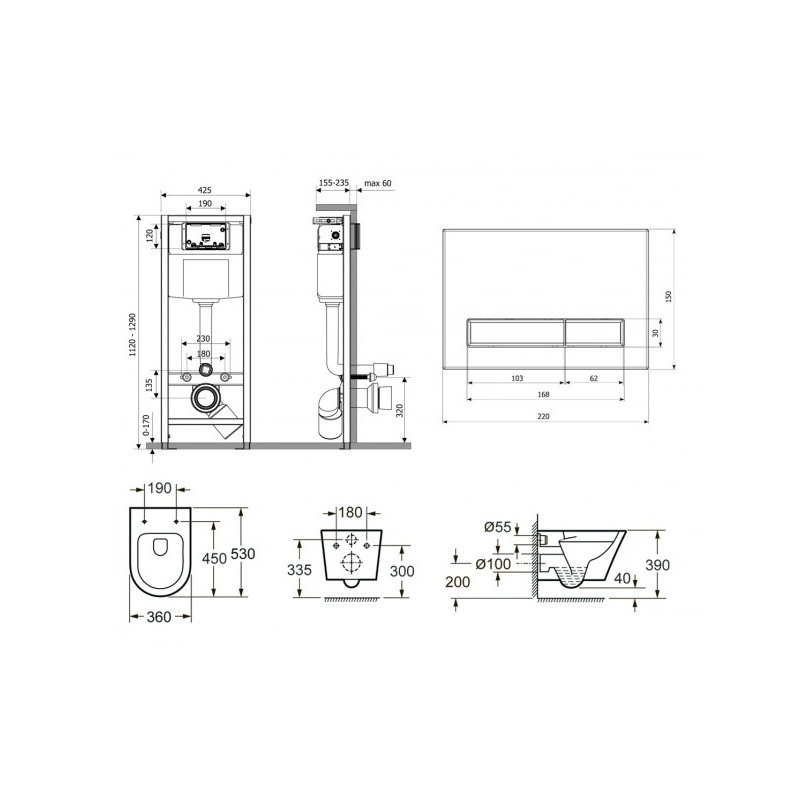 Инсталляция c унитазом Laviniа BohoRelfix Biore Rimless 75110173 схема