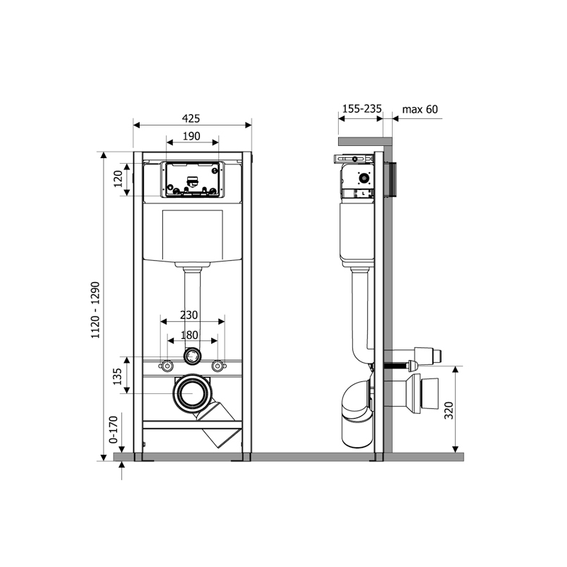 Инсталляция c унитазом Laviniа Boho Relfix Biore Rimless 77040107 схема
