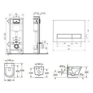 Инсталляция c унитазом Laviniа Boho Relfix Biore Rimless 77050189 схема