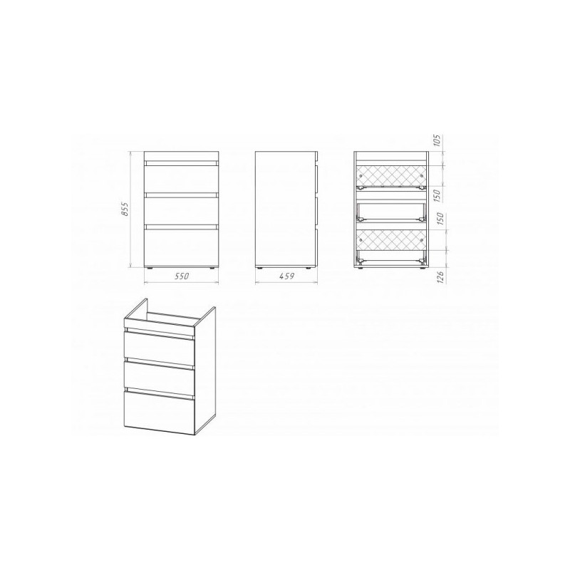Тумба под умывальник Misty Фостер 55 Э-Фос01055-01Н3Я схема