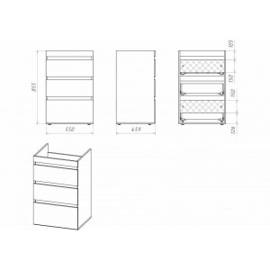 Тумба под умывальник Misty Фостер 55 Э-Фос01055-01Н3Я схема