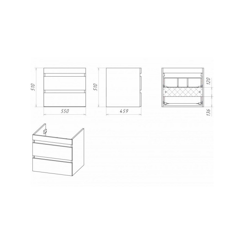 Тумба под умывальник Misty Фостер 55 Э-Фос01055-012Я схема