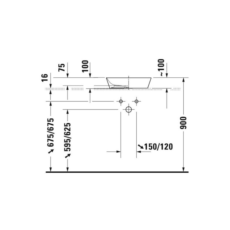 Умывальник Duravit Cape Cod 430 чертеж