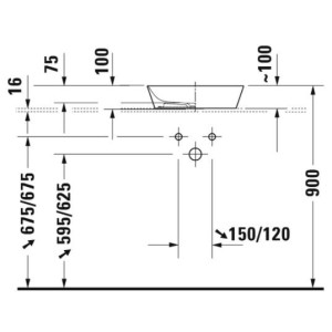 Умывальник Duravit Cape Cod 430 чертеж