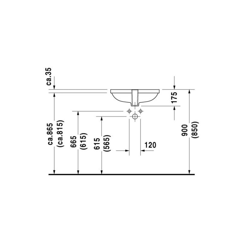 Умывальник Duravit D-Code 495 габариты