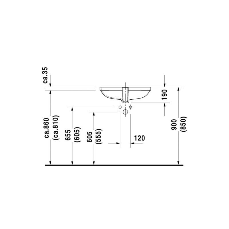 Умывальник Duravit D-Code 560 габариты
