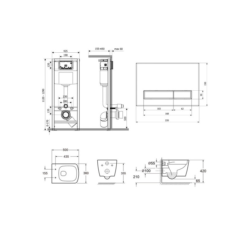 Инсталляция c унитазом Laviniа Boho Relfix Aveo Rimless 87050207 схема