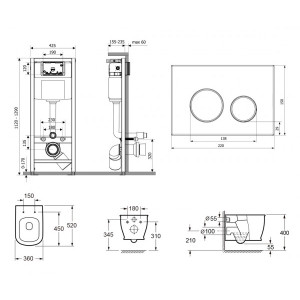 Инсталляция c унитазом Laviniа Boho Relfix Bell Pro Rimless 75110032 схема