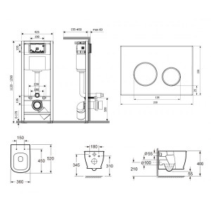 Инсталляция c унитазом Laviniа Boho Relfix Bell Pro Rimless 87050125 схема