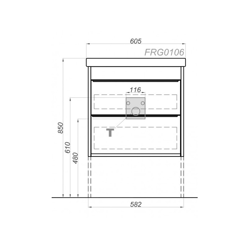 Тумба с умывальником Aqwella Fargo 60 FRG0106DB схема тумбы