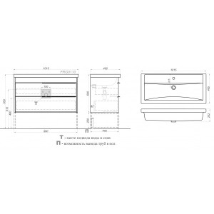 Тумба с умывальником Aqwella Fargo 100 FRG0110DB схема