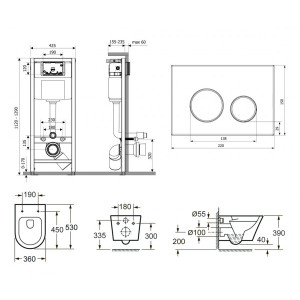 Инсталляция c унитазом Laviniа Boho Relfix Biore Rimless 87040102 схема
