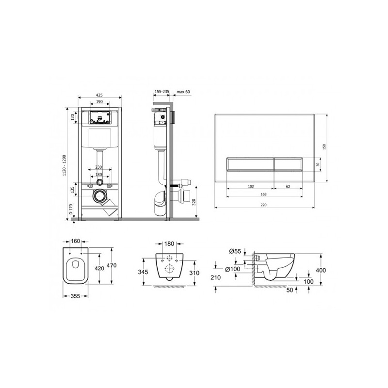Инсталляция c унитазом Laviniа Boho Relfix One Compacto 75110089 схема