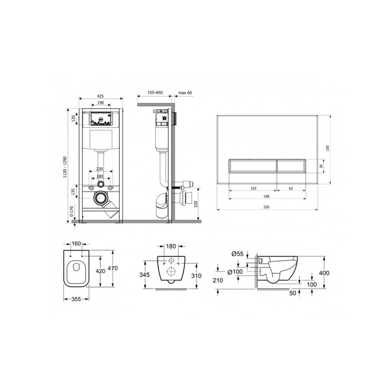 Инсталляция c унитазом Laviniа Boho Relfix One Compacto 87050146 схема