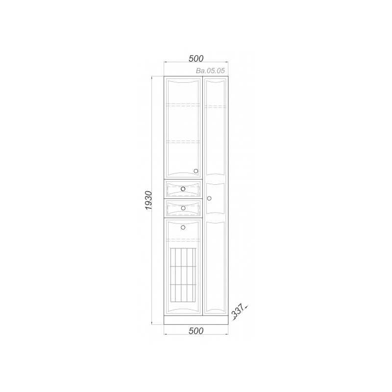 Шкаф-пенал Aqwella Барселона 50 Ba.05.05 схема