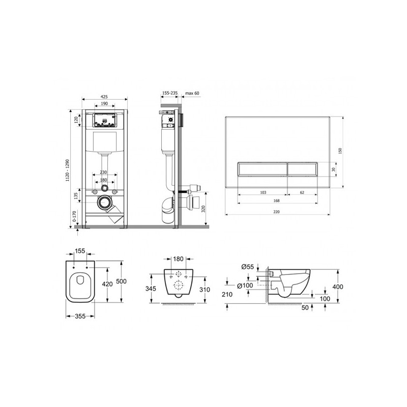 Инсталляция c унитазом Laviniа Boho Relfix One Rimless 87040074 схема