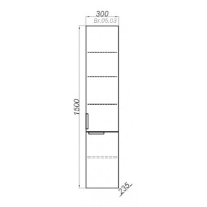 Шкаф-пенал Aqwella Бриг 30 Br.05.03/W схема