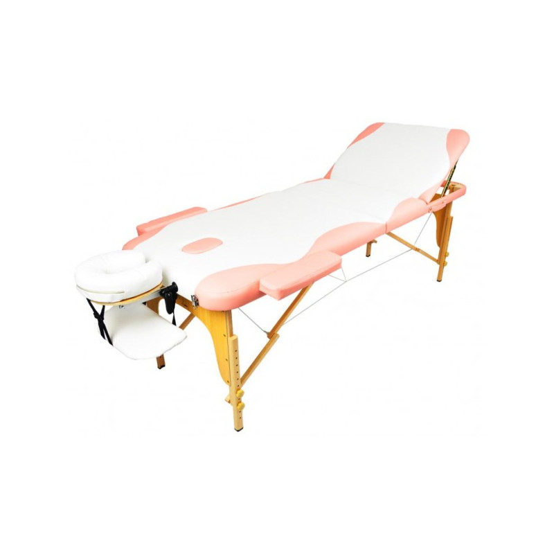 Массажный стол Atlas Sport 70 см бело-розовый (3-с деревянный)