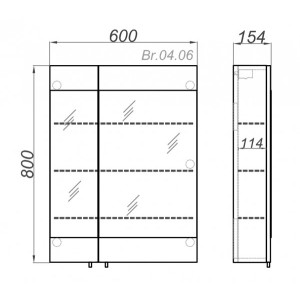 Шкаф с зеркалом Aqwella Бриг 60 Br.04.06/W схема