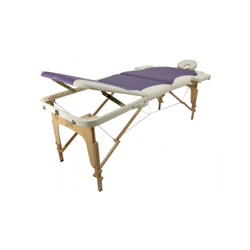 Массажный стол Atlas Sport 70 см кремово-фиолетовый (3-с деревянный) стойка ноги стопы