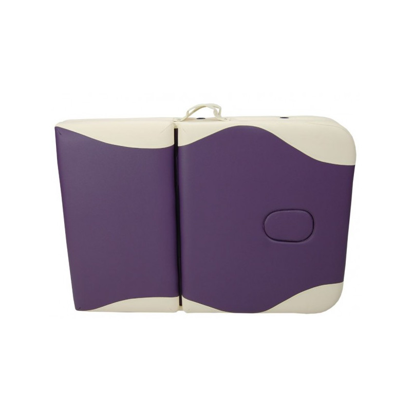 Массажный стол Atlas Sport 70 см кремово-фиолетовый (3-с деревянный) сложен кейс