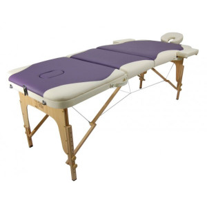 Массажный стол Atlas Sport 70 см кремово-фиолетовый (3-с деревянный) ракурс