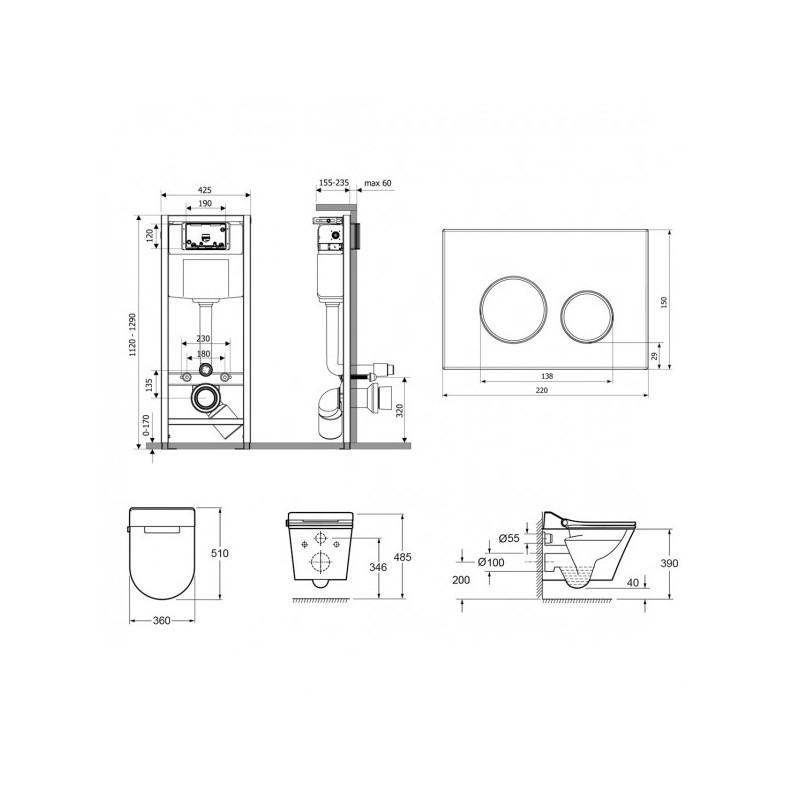 Инсталляция c унитазом Laviniа Boho Smart V-Clean 87561201 схема