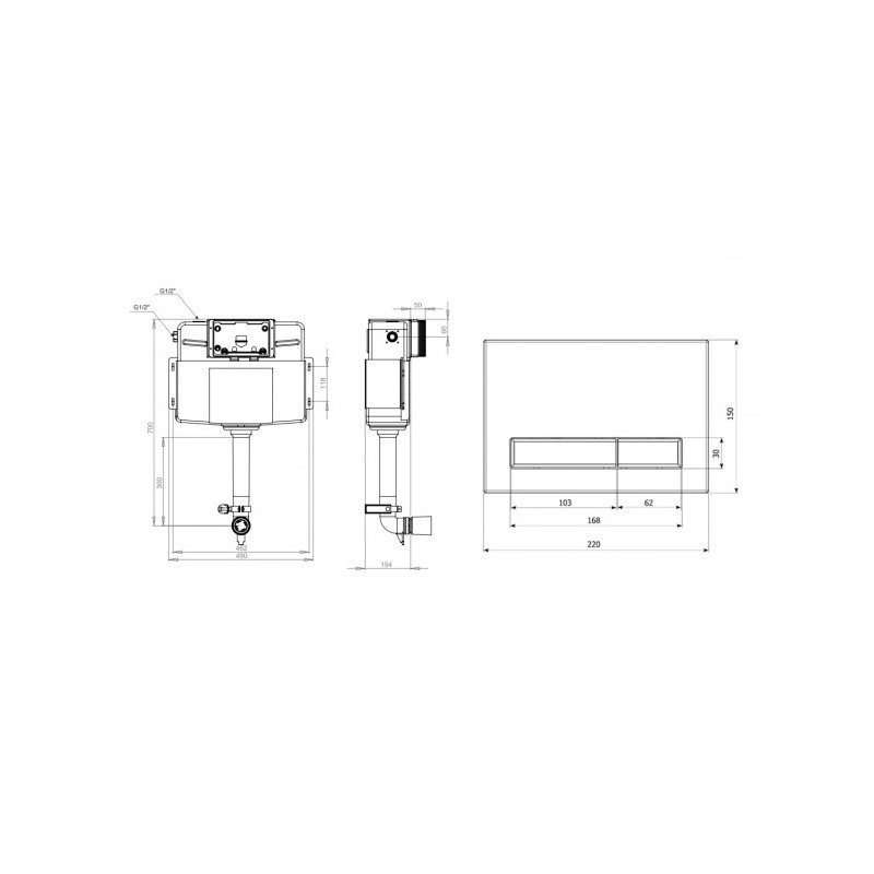 Бачок скрытого монтажа Lavinia Boho RelFix с кнопкой 77030056 схема