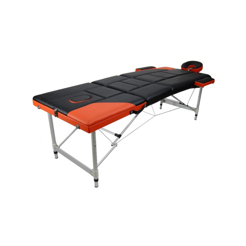 Массажный стол Atlas Sport 70 см рельефный черно-оранжевый (3-с алюминиевый) сзади