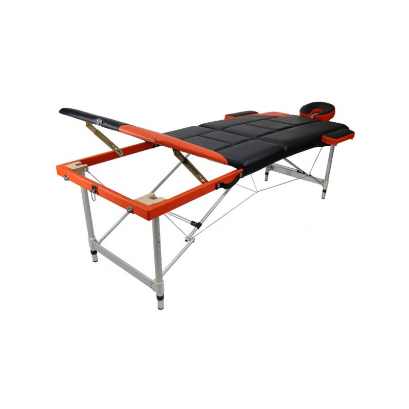 Массажный стол Atlas Sport 70 см рельефный черно-оранжевый (3-с алюминиевый) стойка ноги